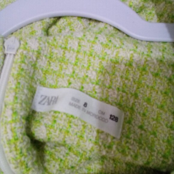 Zara Dress Girls 8 Sleeveless Tweed Raw Rem Green - Picture 11 of 16